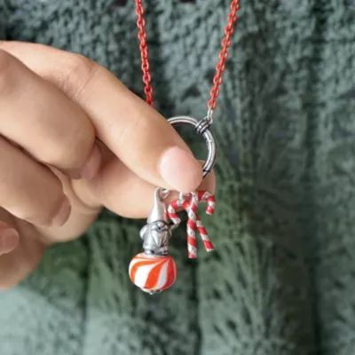 Enamel Christmas Gnome Art Glass Charm in Sterling Silver - Image 4