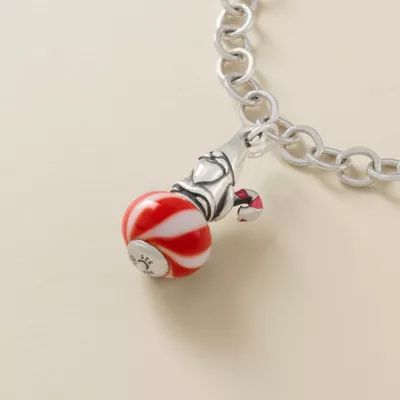 Enamel Christmas Gnome Art Glass Charm in Sterling Silver - Image 2