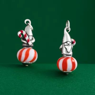 Enamel Christmas Gnome Art Glass Charm in Sterling Silver - Image 3