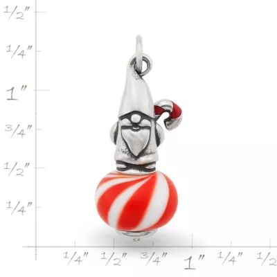 Enamel Christmas Gnome Art Glass Charm in Sterling Silver - Image 5