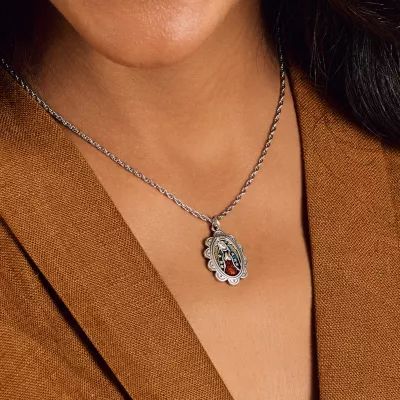 Enamel Virgin of Guadalupe Charm in Sterling Silver - Image 3