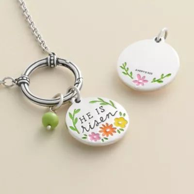 Enamel "He is Risen" Charm in Sterling Silver - Image 3