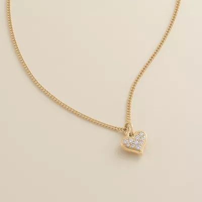 Delicate Pave Diamond Heart Pendant in 14K Yellow Gold - Image 2