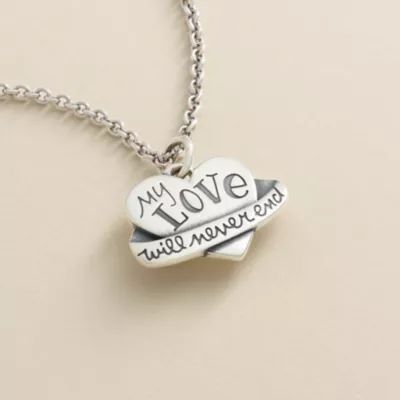 "My Love Will Never End" Heart Charm in Sterling Silver - Image 2