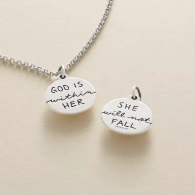 "God Is Within Her" Charm in Sterling Silver or 14K Yellow Gold - Image 3