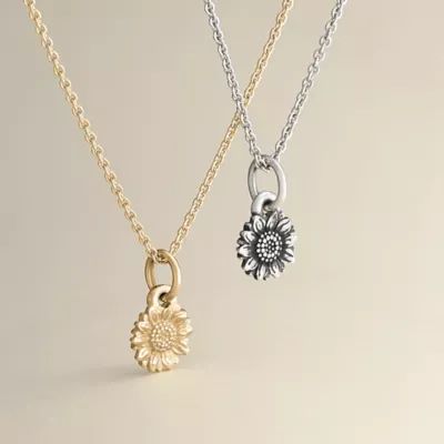 Mini Sunflower Charm in Sterling Silver or 14K Yellow Gold - Image 3