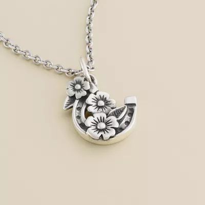 Floral Horseshoe Charm in Sterling Silver - Image 2