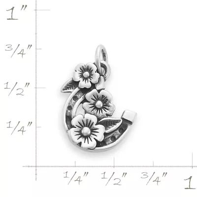 Floral Horseshoe Charm in Sterling Silver - Image 5