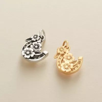 Floral Horseshoe Charm in Sterling Silver - Image 3