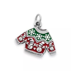 Enamel Christmas Sweater Charm in Sterling Silver