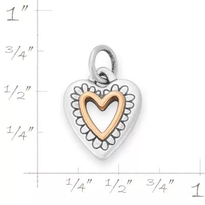 Petite Framed Heart Charm in Sterling Silver and Bronze - Image 4