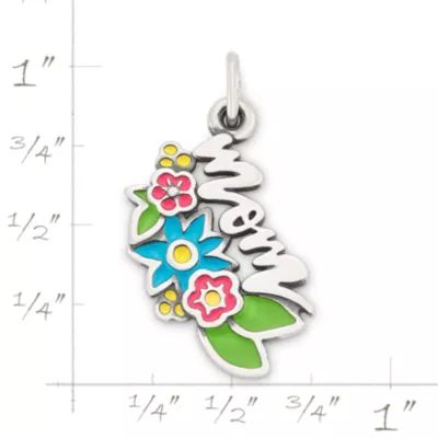 Floral Enamel Mom Charm in Sterling Silver - Image 8