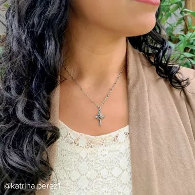 Growing in Faith Sterling Silver Cross Charm - Image 3