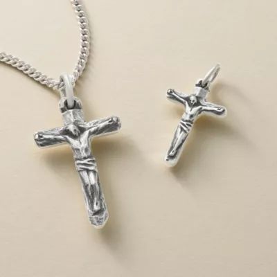 Chiseled Crucifix Pendant in Sterling Silver - Image 3