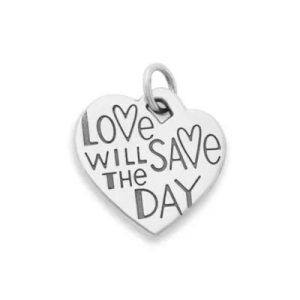 Love Will Save the Day Heart Charm in Sterling Silver
