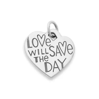 Love Will Save the Day Heart Charm in Sterling Silver