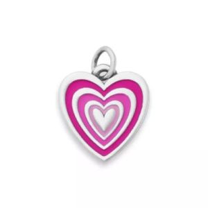 Enamel Radiant Heart Charm in Sterling Silver
