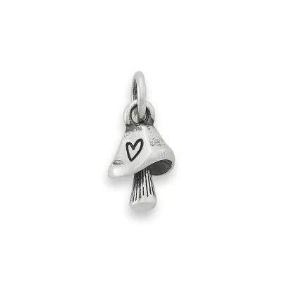 Mini Mushroom with Heart Charm in Sterling Silver