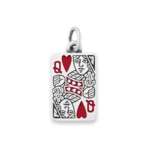 Enamel Queen of Hearts Charm in Sterling Silver