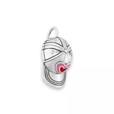 Enamel Heart Ball Cap Charm in Sterling Silver