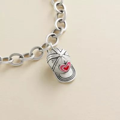 Enamel Heart Ball Cap Charm in Sterling Silver - Image 3
