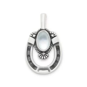 Western Horseshoe Gemstone Pendant in Sterling Silver