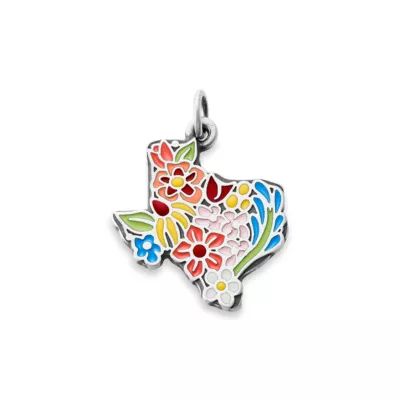 Enamel Texas Wildflower Charm in Sterling Silver