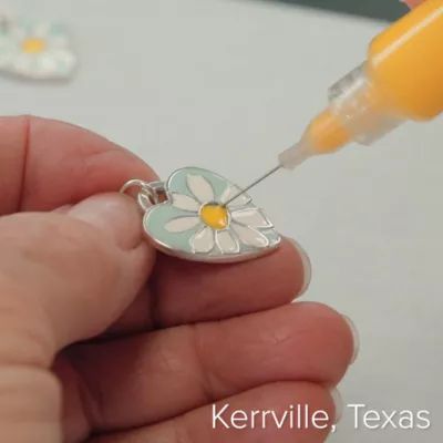 Enamel Daisy Heart Charm in Sterling Silver - Image 5