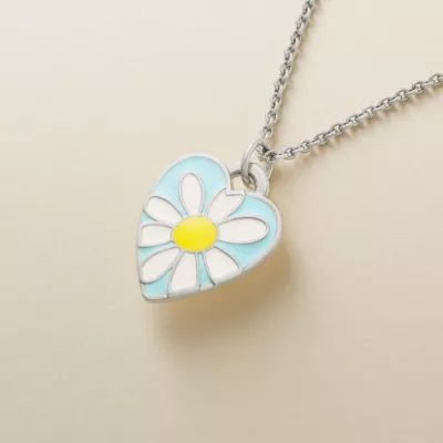 Enamel Daisy Heart Charm in Sterling Silver - Image 2
