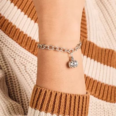 Carved Jack-O-Lantern Charm in Sterling Silver - Image 4