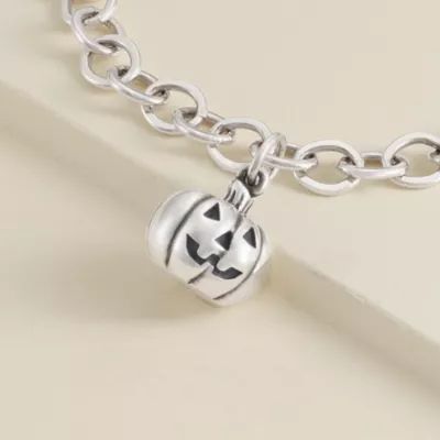 Carved Jack-O-Lantern Charm in Sterling Silver - Image 3