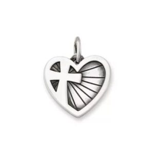 God's Light Heart Charm in Sterling Silver
