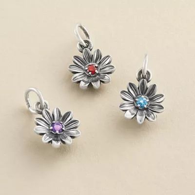 Floral Gemstone Charm in Sterling Silver - Image 3
