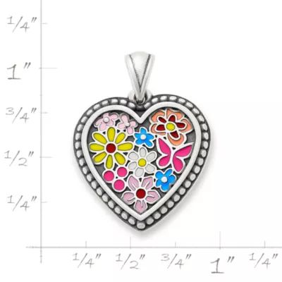 Enamel Floral Heart Pendant in Sterling Silver - Image 5