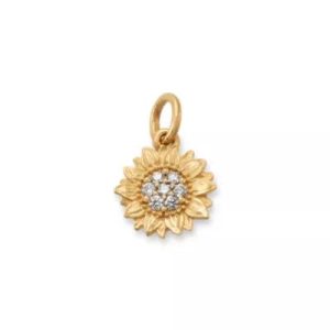 Pave Diamond Sunflower Pendant in 14K Yellow Gold