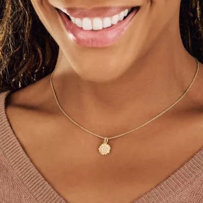 Pave Diamond Sunflower Pendant in 14K Yellow Gold - Image 5