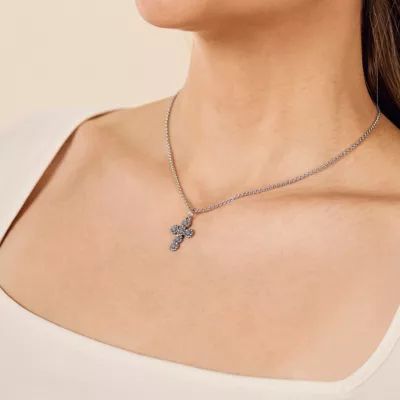 Sunflower Cross Charm in Sterling Silver - Image 5