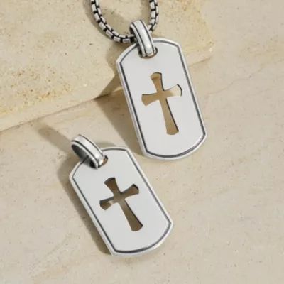 Classic Tag Cross Pendant in Sterling Silver - Image 3