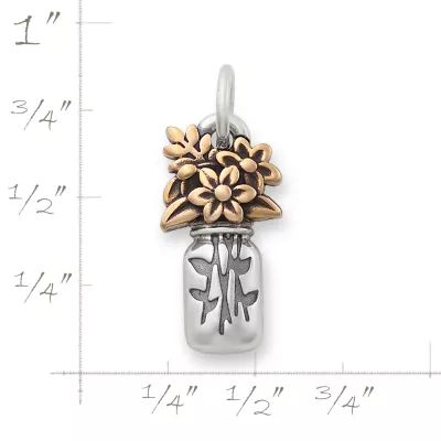 Mason Jar Bouquet Charm in Sterling Silver and Bronze - Image 4