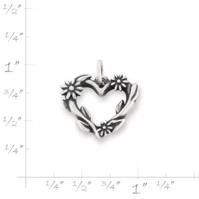 Flowering Vines Heart Charm in Sterling Silver - Image 5