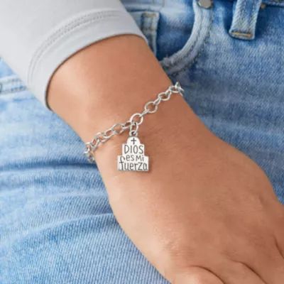 Dios es Mi Fuerza Charm in Sterling Silver - Image 3