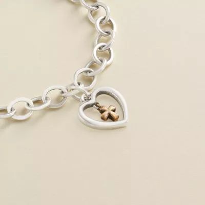 Love and Faith Dangle Charm in Sterling Silver and Bronze - Image 2