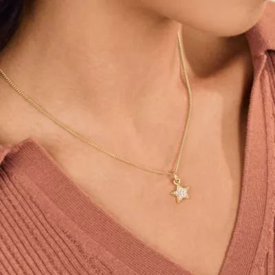Diamond Pave Star Pendant in 14K Yellow Gold - Image 2