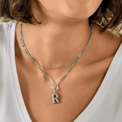 Enamel Consuela Floral Initial Charm in Sterling Silver - Image 4