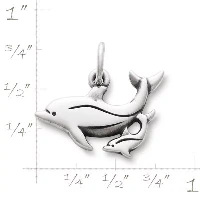 Mother and Baby Dolphin Charm in Sterling Silver - Image 2