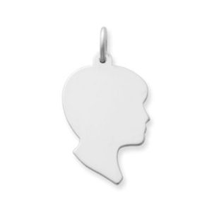 Boy Silhouette Charm in Sterling Silver or 14K Yellow Gold