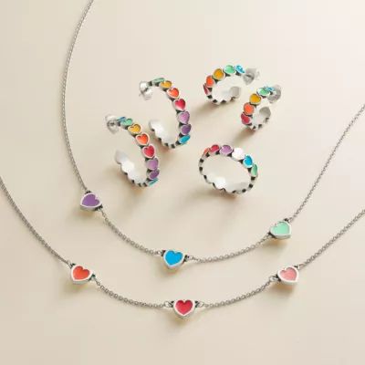 Enamel Connected Hearts Necklace in Sterling Silver - Image 4