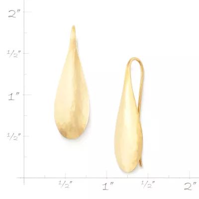 Domed Teardrop Earrings in 14K Yellow Gold - Image 2