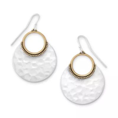 Hammered Eclipse Dangle Earrings in Sterling Silver and Bronze