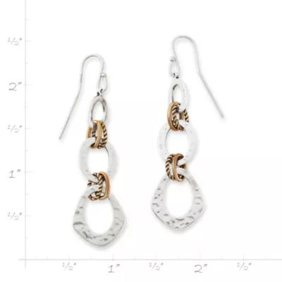 Hammered Linked Dangle Earrings in Sterling Silver and Bronze - Image 4